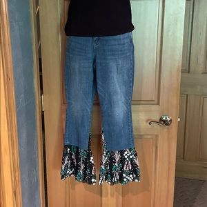 Anthropology lace flare jeans. Adorable with black booties.